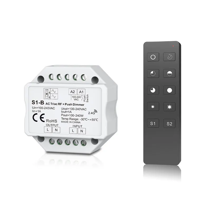 S1-B and R1 set AC100V-240V 2,4 ГГц RF Беспроводной удаленного R1+ 1A AC симистор RF кнопочный переключатель светодио дный диммер контроллер S1-B - Цвет: S1-B and R1 set