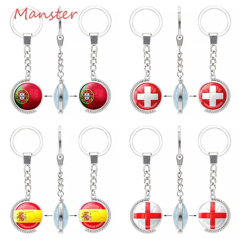 

2018 Football World Cup Flag Logo Glass Cabochon Pendant Keychain Soccer Flag Countries Lovers Key Chain Country Car Key Holder