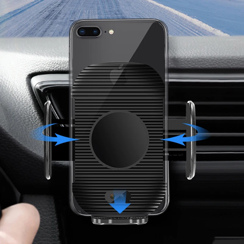 Qi автомобильное беспроводное зарядное устройство автоматический держатель мобильного телефона Быстрое беспроводное зарядное устройство в держатель на вентиляционное отверстие автомобиля для IPhone XS 8 samsung Note S9