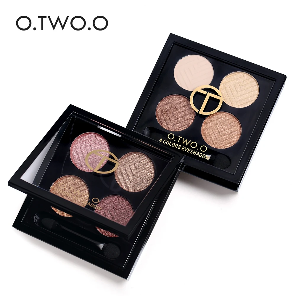 

O.TWO.O Brand 4 Color Pigments Minerals Powder Eyeshadow Palette Nude Smoky Eyes Waterproof Shimmer Glitter Eye Shadow