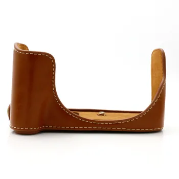 

new arrive brown PU Camera Half Body Case for Canon 100D Bottom Case Cover
