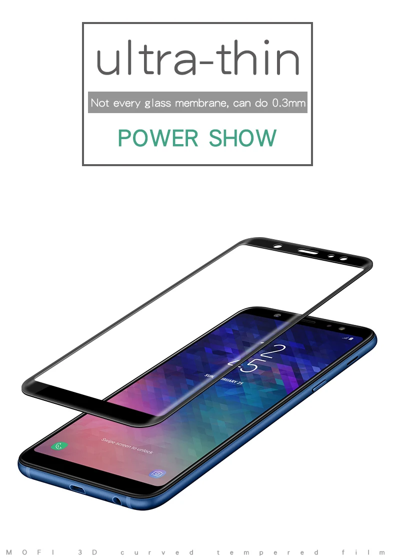 Для samsung Galaxy A6+ MOFi 3D Горячие изгиб изогнутые полное покрытие закаленное Стекло Экран Защитная пленка для samsung a6 плюс