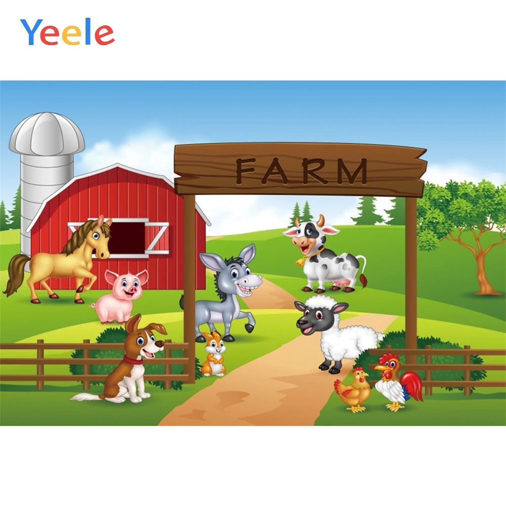 

Yeele Rural Farm Animals Personalized Birthday Party Poster Kid Photographic Backdrops Photography Backgrounds For Photo Studio