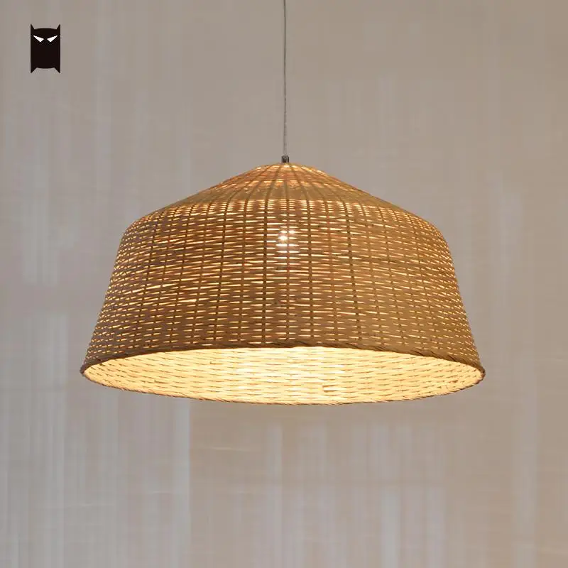 Us 318 0 56cm Bamboo Wicker Rattan Pendant Light Fixture Nordic Country Asian Suspended Ceiling Lamp Designer For Living Room E27 Bulb In Pendant