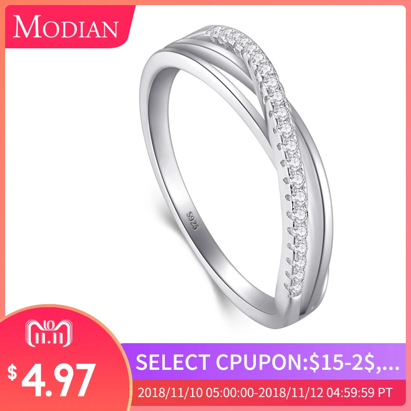 

Modian 2018 High Quality Real 925 Sterling Silver Elegant Line Rings Fashion Simple Zirconia Jewelry For Women Wedding Ring Anel