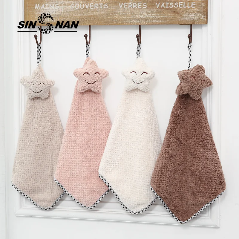 

SINSNAN 4PC Highquality Microfiber Hand Towel Lace Handkerchief Women Pineapple Lattice Fabric Absorbent Kitchen Hanging Towels