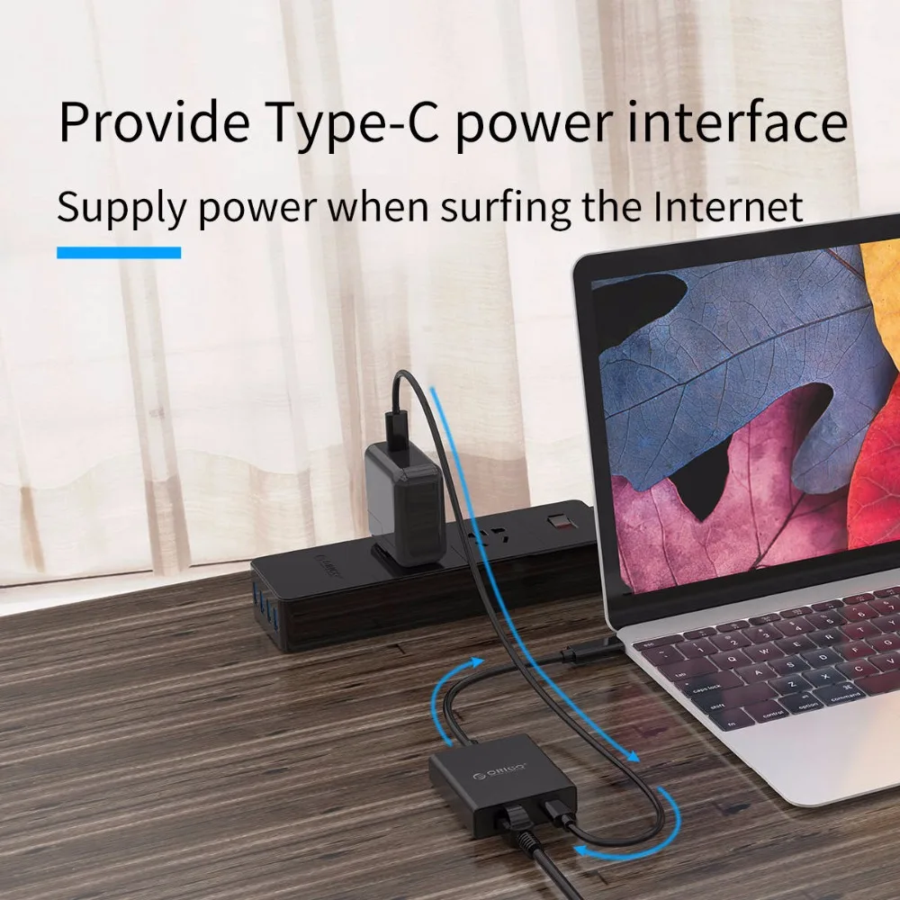 ORICO PTL1 type C к RJ45 адаптер концентратор PD зарядка с Gigabit Ethernet проводной сети IEEE802.3 для