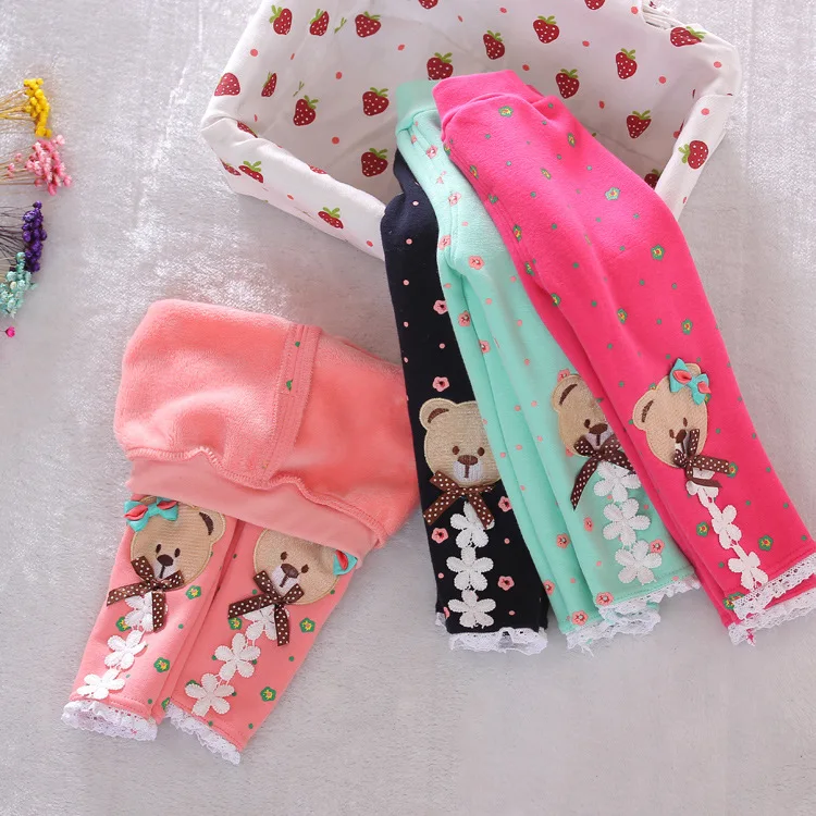 Autumn Winter Baby Warm Pants Fleece Footless Baby Girl Pants Causal Animal Pattern Infant Knit Pant Trousers 0-24Month 