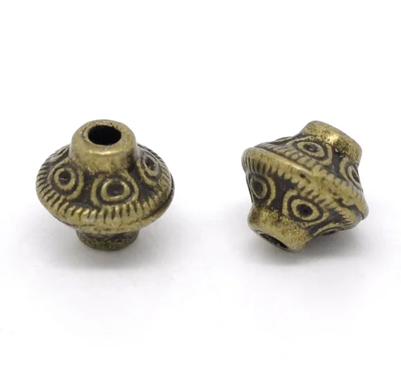 Zinc metal alloy Spacer Beads Bicone Antique Bronze Pattern Color Plated About 6mmx6mm,Hole:Approx 1.6mm,20 PCs new