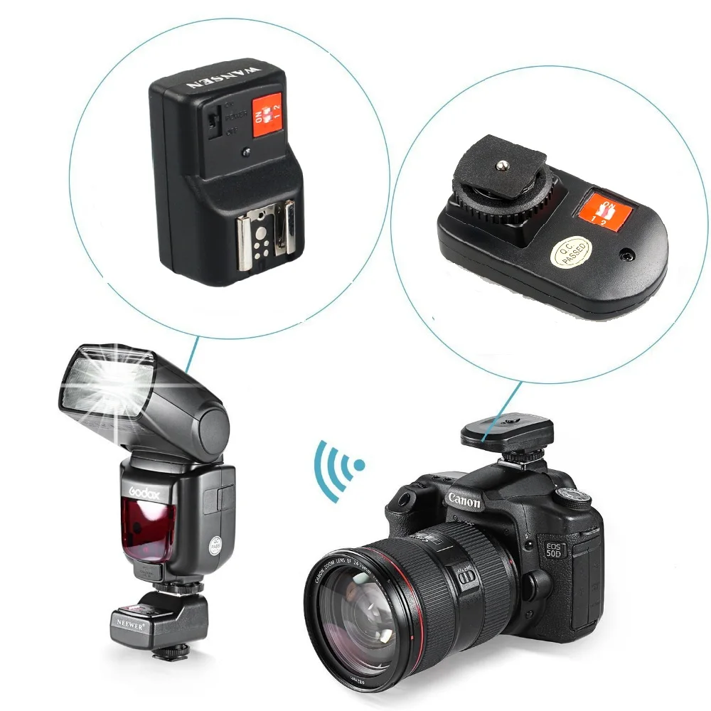 

WANSEN PT-04GY 4 Channels Wireless Radio Flash Trigger Sync Speed 1/250s with receiver for Canon Nikon Pentax DSLR