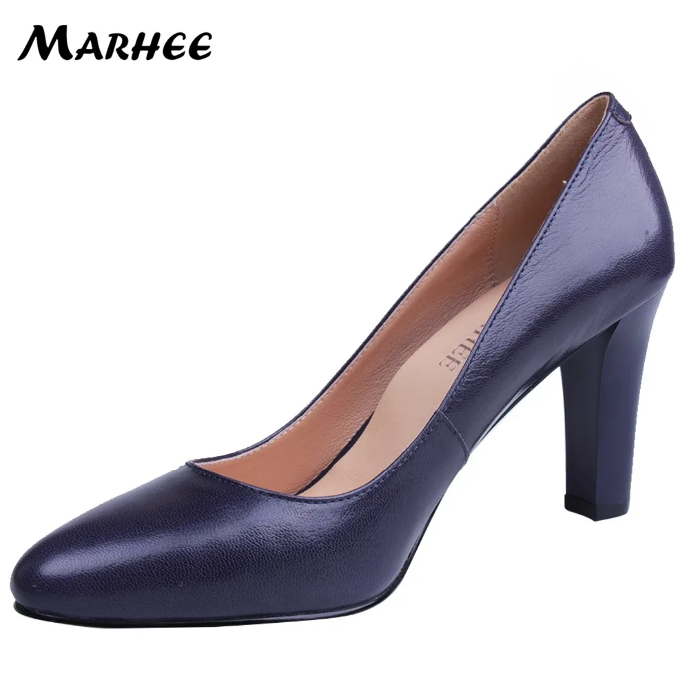 MARHEE White Pumps Mature Office Ladies Shoes Women Shoes Pumps Sheepskin Leather Pumps about 7.5cm High Heels Shoes /54/55 Women's Shoes