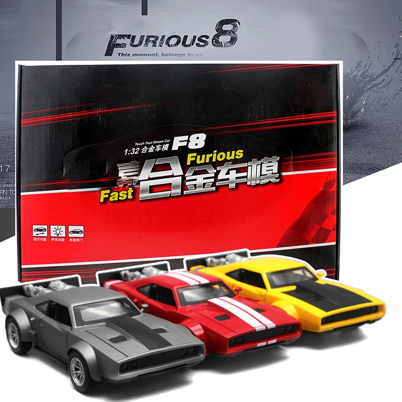 ل دودج الحرب الحصان سيارة رياضية سبائك لعبة مجسمة ل سريع وغاضب 8 دييكاست الموسيقى أضواء التراجع السيارات السوبر سباق سيارة نموذج