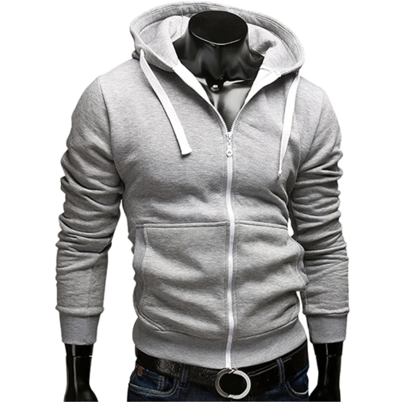 Men's Fashion Slim Fit Hoodie Sportswear Zip Long Sleeve Casual Hoody Sweatshirt-in Hoodies 