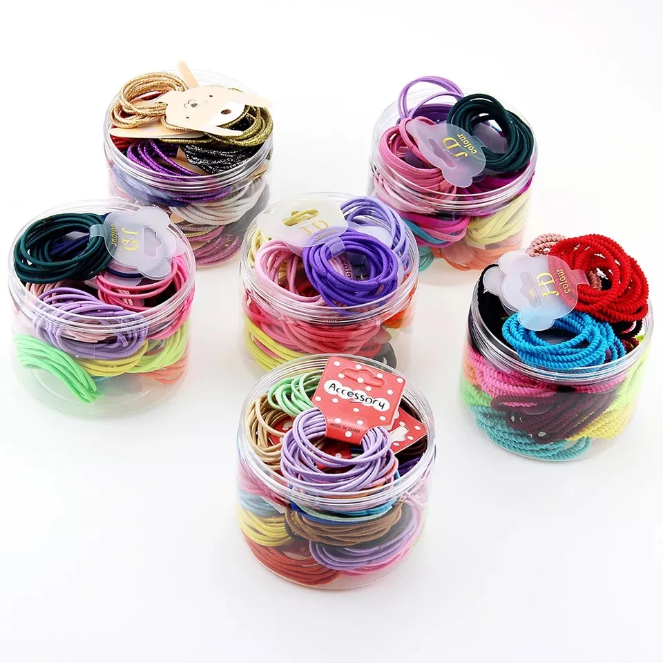 

150Pcs Children 3.5cm Hair Elastic Band Candy Color Headband Solid Hair Accessories for Girls Hair Ropes Ties Headwear Gift Box