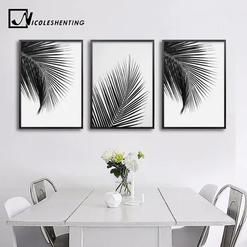 

Black White Palm Tree Leaves Canvas Posters and Prints Minimalist Painting Wall Art Decorative Picture Nordic Style Home Decor