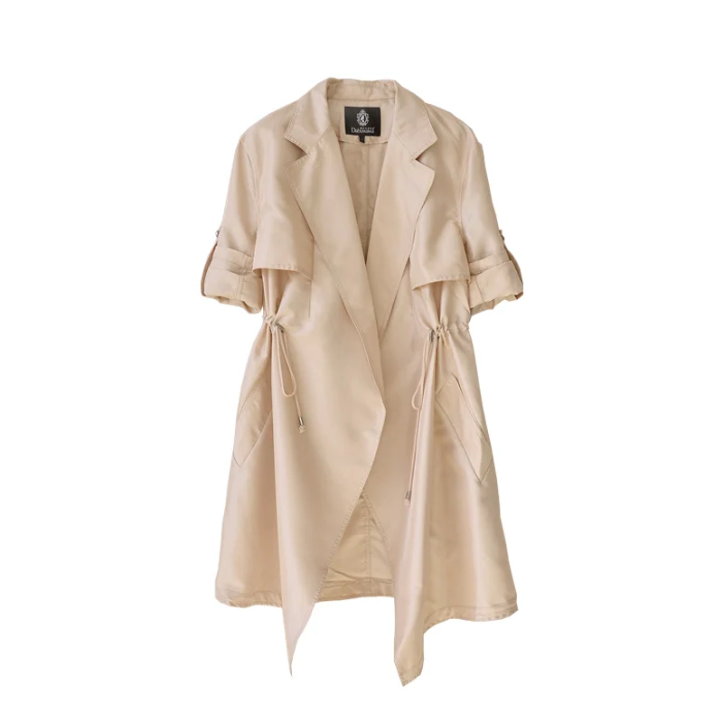 Brand Dabuwawa Original Design Trench Coat For Office Lady Style Solid Color A-Line Trench Coat For Elegant Woman