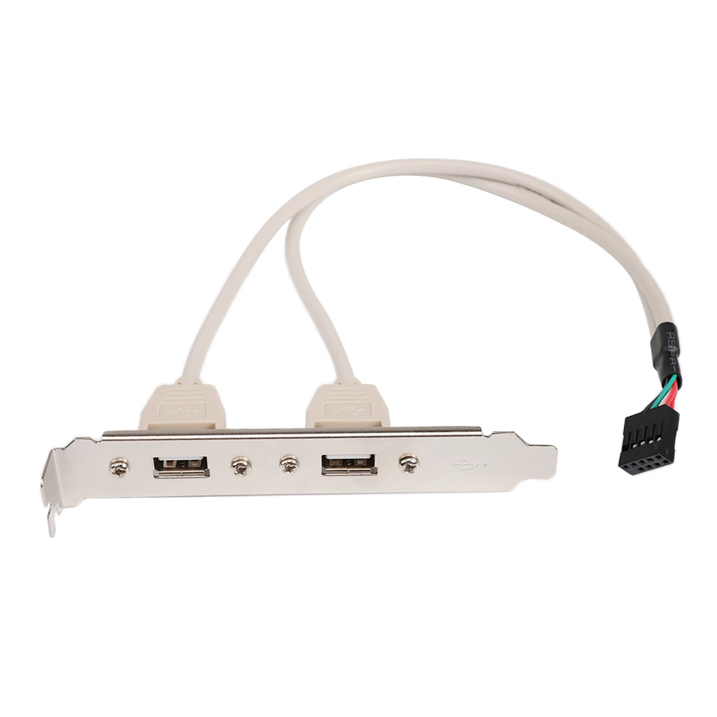 2Port USB2.0 Rear Panel Expansion Bracket to Motherboard USB Header Cable