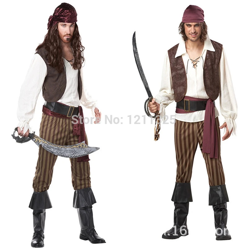 ローグ海賊衣装ハロウィン男性カリブ海海賊服太っている人ドレス制服 Movie Tv Costumes Aliexpress