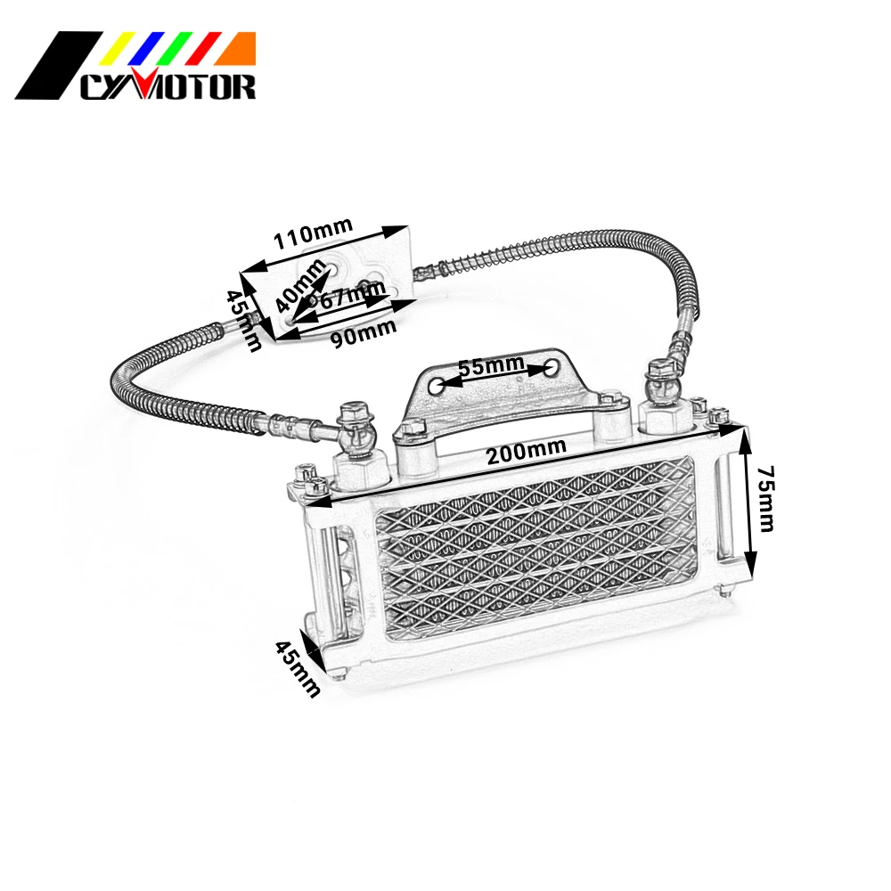 

Oil Prevent Overheating Cooling Cooler Radiator For Loncin Zongshen Lifan Shineray Yinxiang 50 70 90 110CC Horizontal Engines