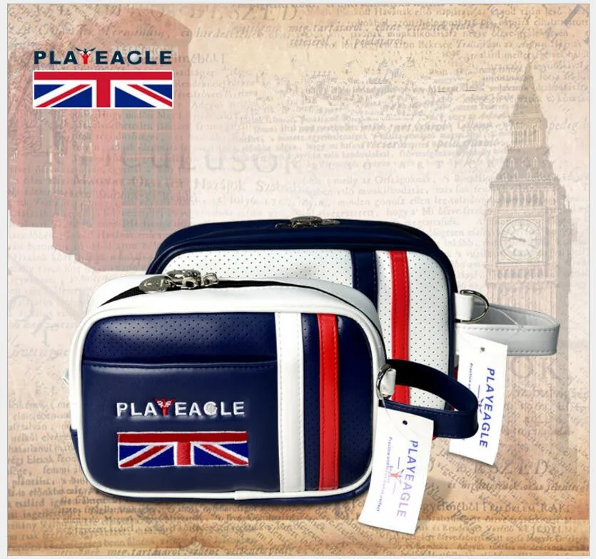 

PLAYEAGLE Unisex Golf Pouch Bag England style Handbag PU Material Logo Zipper Mini Golf Bag For Men Women