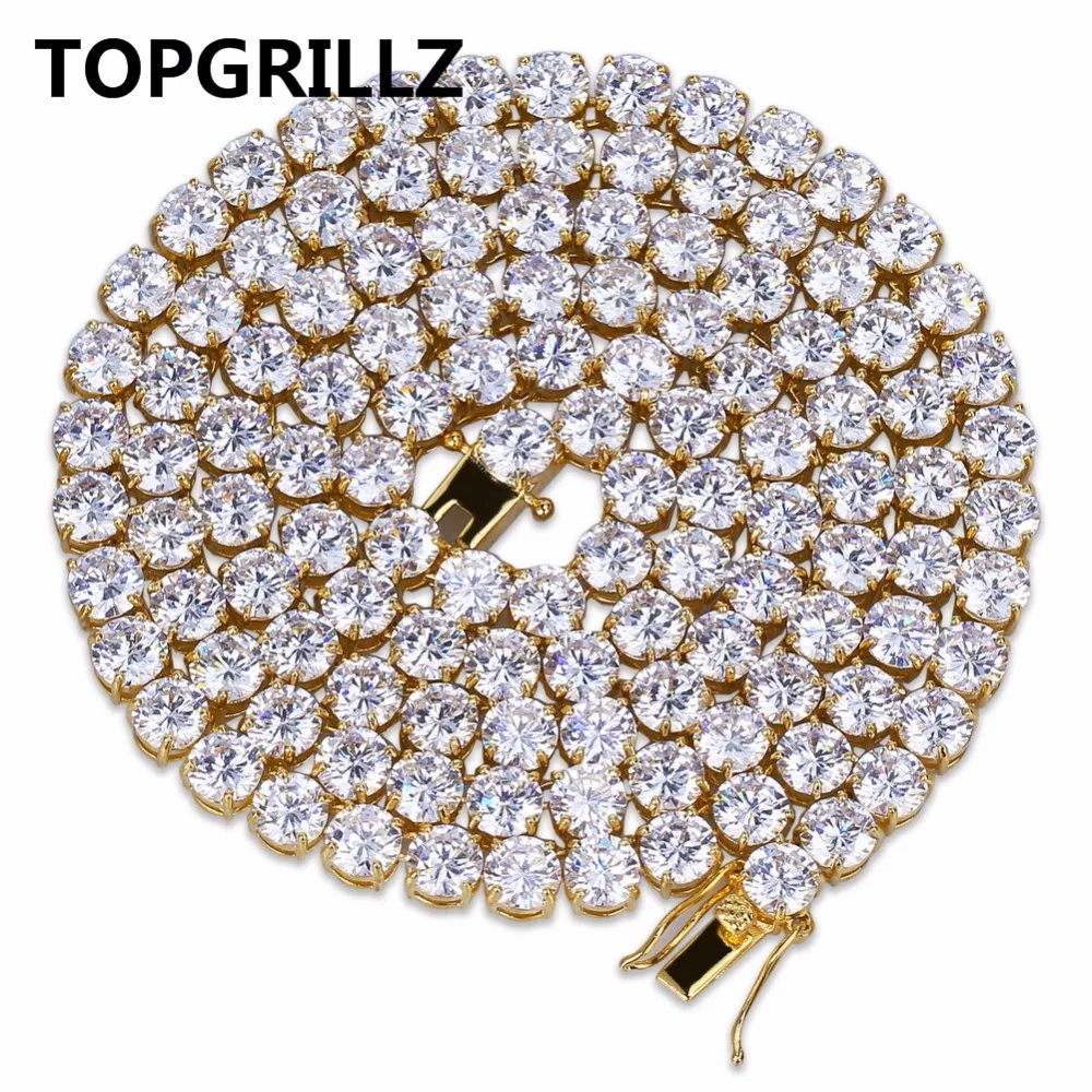 

High Quality Hip Hop All Iced Out Necklace 6mm 1 Row Micro Pave CZ Stones Tennis Chain Necklaces For Men & Women 20",24",30