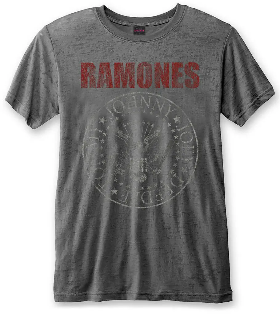 Ramones &quotКрасный логотип герметик&quot выгорающая Футболка-новый и официальный! 100%