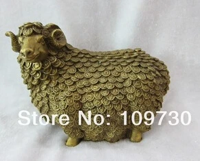 

free shipping Lucky Chinese Fengshui vintage bronze Coins Sheep statues