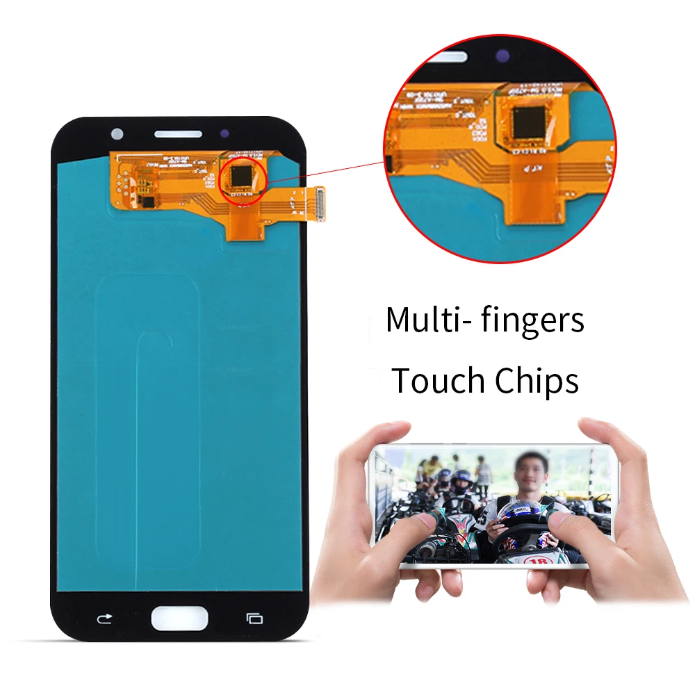 Супер AMOLED 5," ЖК-дисплей для samsung Galaxy A7 ЖК-дисплей кодирующий преобразователь сенсорного экрана в сборе Замена A720 дисплей