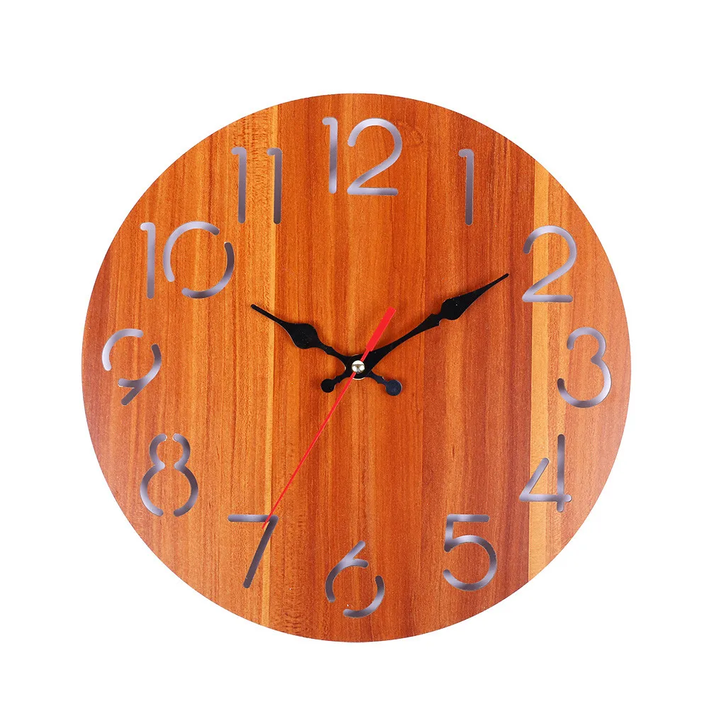 Арабская цифра дизайн круглые деревянные цифровые стильные настенные часы бесшумное настенное уркашение для гостинной Saat домашние декоративные часы настенный подарок