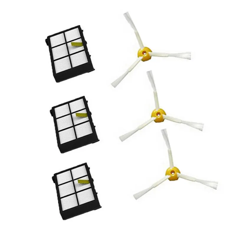 6 шт. Hepa фильтр 3 кисть для iRobot Roomba 800 900 Series 870 880 980 роботы-Пылесосы Аксессуары