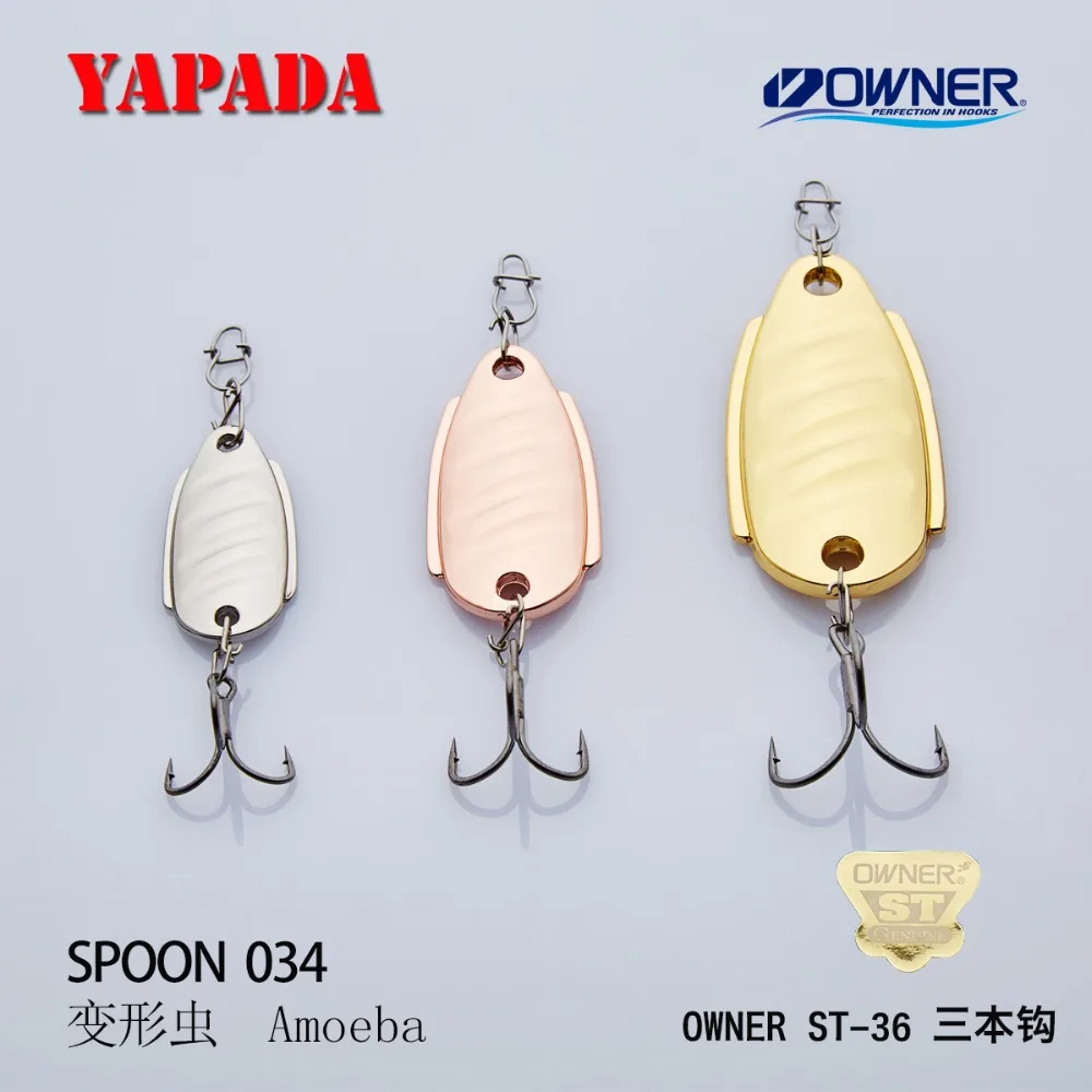 

YAPADA Spoon 034 Amoeba OWNER Treble Hook 3g-7g-15g 32-41-52mm Feather Metal Spoon Multicolor Fishing Lures