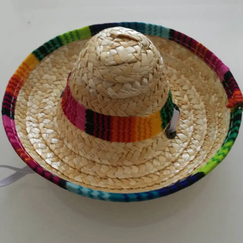 Мини-шапки для собак Sombrero, пляжные, вечерние, соломенные шляпы для собак, мексиканский стиль, шапка для собак и кошек, забавные аксессуары