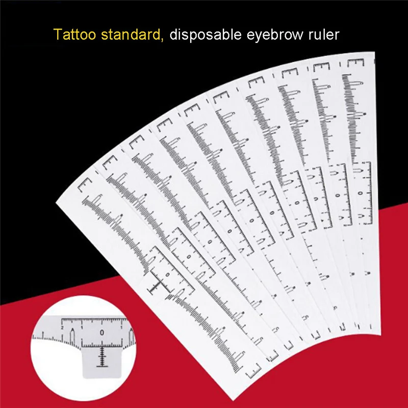 50 шт./лот, линейка для бровей, макияж, инструмент для измерения бровей, направляющая линейка для бровей, инструменты для макияжа, линейки для измерения татуировки, наклейка