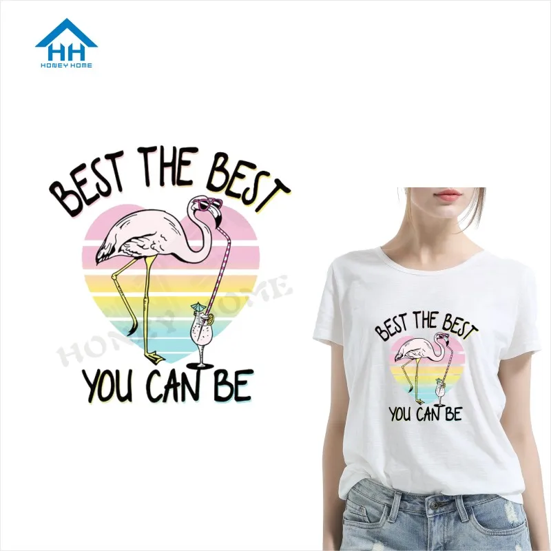 Flamingos Drink water Washable Thermal Transfers Stickers for Lady's White Tshirt Clothe DIY Ironing Patch Badges Appliqued | Дом и сад