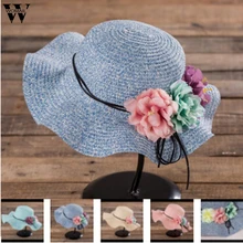 Womail, женская шляпа, летняя, для девушек, с широкими полями, пляжная шляпа от солнца, элегантный цветок, бохо, кепка, пляжная кепка, шляпа от солнца, мода, f25
