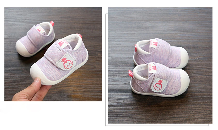 Kalupao Unisex Baby Shoe Cotton Fabric First Walker Shoes Anti-Slippery Soft Tpr Hook & Loop Prewalker Sneakers Baby Casual Shoe (15)