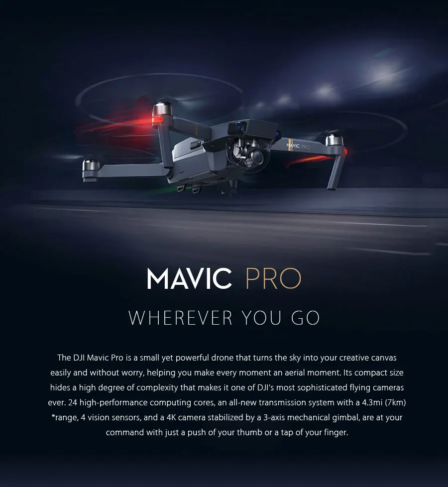 2019 DJI Mavic Pro Fly Folding FPV Drone With 4K HD Camera OcuSync Live