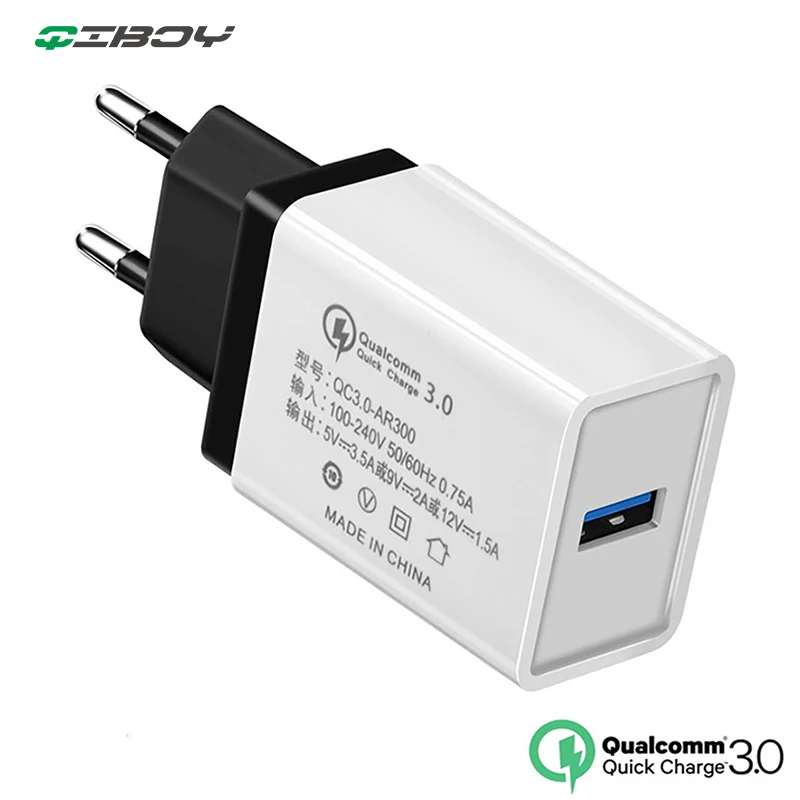 5 в QC 3,0 USB зарядное устройство для путешествий, настенное зарядное устройство для мобильного телефона, быстрая зарядка, штепсельная вилка европейского стандарта, быстрое зарядное устройство переменного тока для iPhone 7 Xiaomi Mi9 huawei