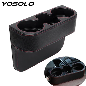 

YOSOLO PU Car Seat Crevice Storage Box Auto Organizer Seat Drink Phone Holder Stand Case Universal Stowing Tidying Car-styling