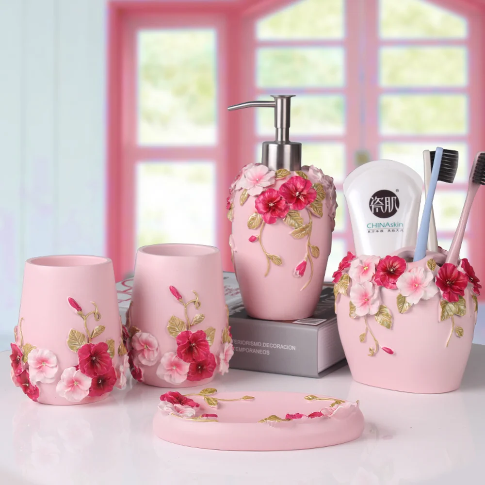 Bathroom five-piece bathroom supplies wash set wash cup brush teeth mouth cup married newlywed housewarming gift LO723405 цена Bathroom five-piece bathroom supplies wash set wash cup brush teeth mouth cup married newlywed housewarming gift LO723405 цены онлайн