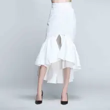 Осень новое прибытие высокого качества элегантные универсальные сплошной цвет оборками дизайнерские женские бюст юбки SPY6241