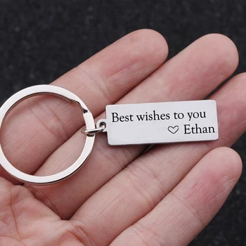 

Custom Name Engraved Heart Keychain Best Wishes To You Key Holder Best friends Blessing Keyring Gifts Lover Bag Charm Present