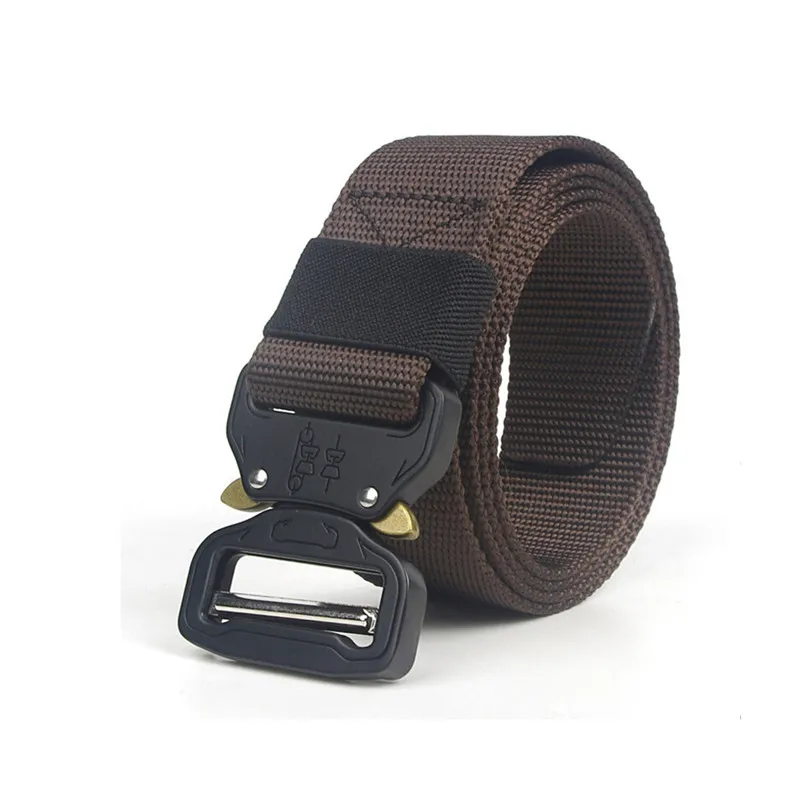 Tactical 120CM Outdoor Military Tactical Belt solid Buckle Nylon Waist Belts Multicam Molle Automatic Buckle Army Belts - Цвет: coffee