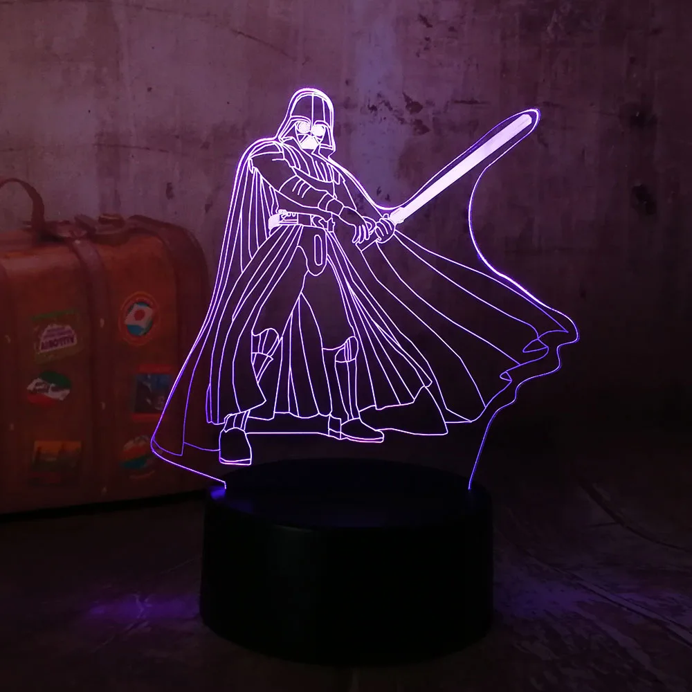 3D RGB светодиодный ночной Светильник крутые футболки с Дартом Вейдером из фильма