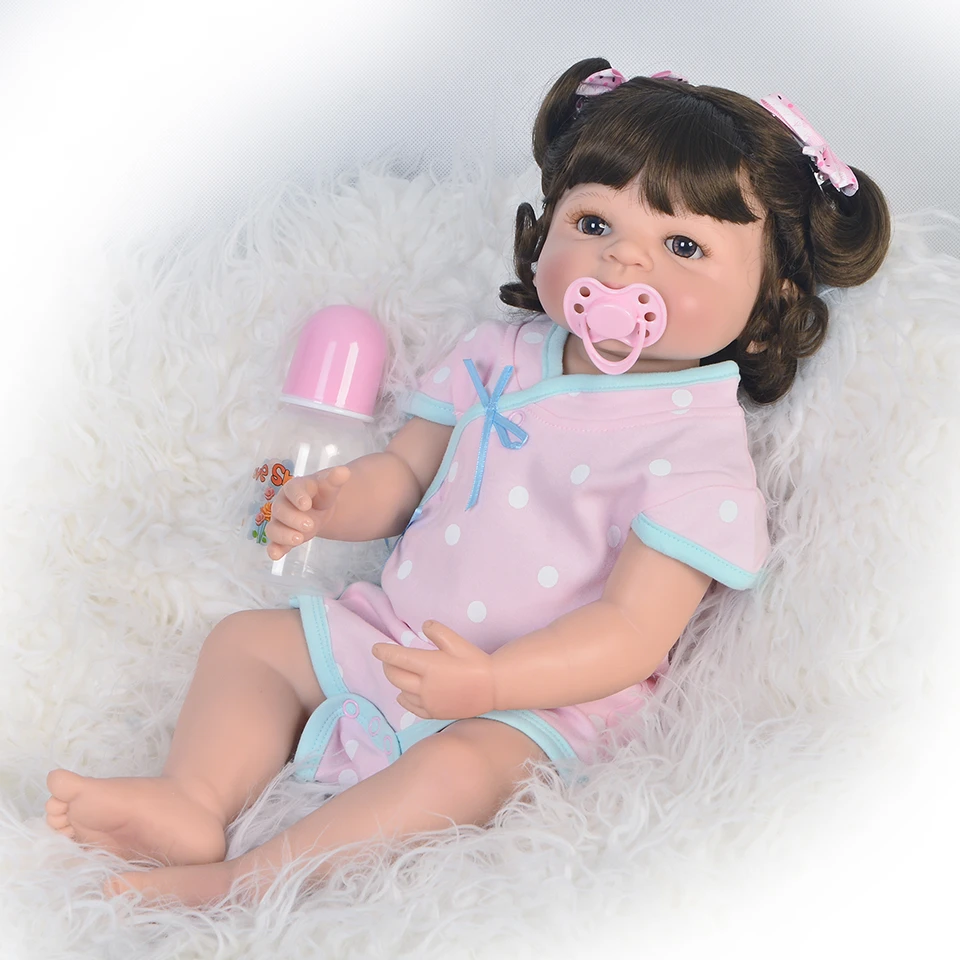 

23" Full Silicone Reborn Girl Baby Doll Toy Lifelike handmade modeling infant dolls baby Child play house bonecas for sale