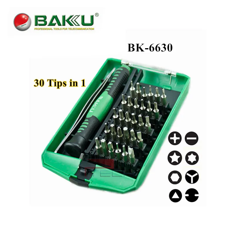 

BAKU BK-6630 Профессиональный Карманный Набор прецизионных отверток 30 Бит в 1, Torx Phillips Triwing Hex Flat для ремонта