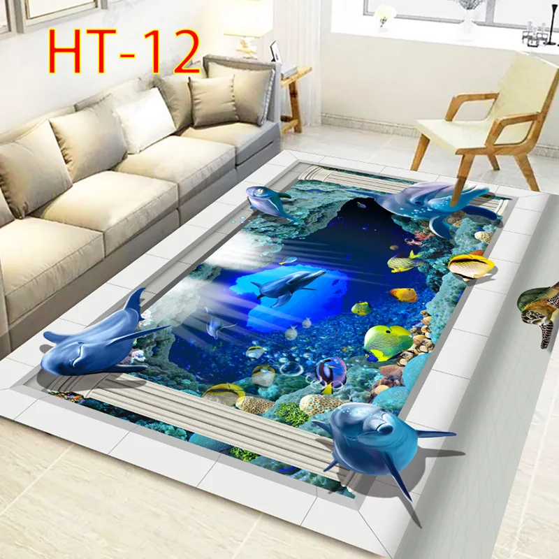 Многоцветный 6 мм 3D ковер в средиземноморском стиле, домашние мягкие ковры для гостиной, спальни, журнальный столик, напольный коврик, индивидуальные коврики - Цвет: HT12