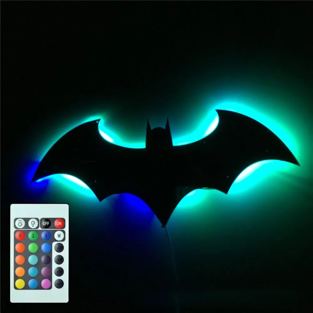

Bat Remote Wall Lamps Creative Cosmetic Mirror Baby Kids Night Light Bedroom Bathroom Vanity Decoration Toy Novelty Gift USB RGB