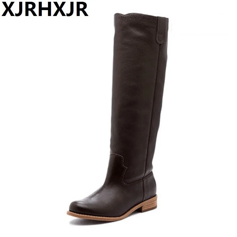 

2019 Winter Cowboy Boots for Women Flat Heels Western Boots Vintgae Ladies Knee High Boots Big Size Shoes Woman Botas 34-43