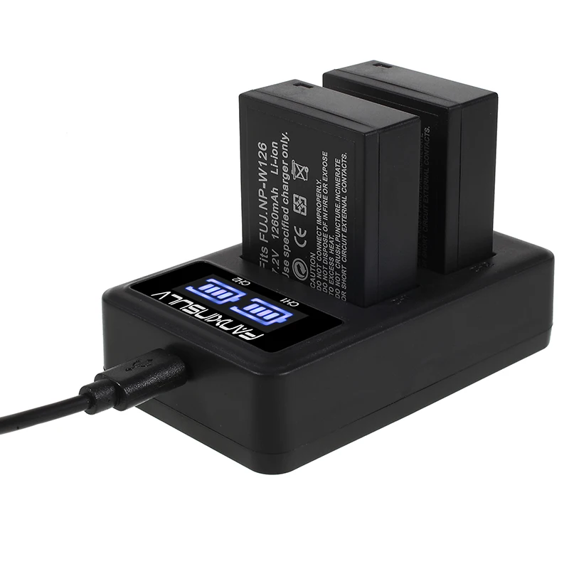 

NP-W126 W126 Replacement Battery (2-Pack)and LED Charger for Fuji film FinePix HS30EXR XH1 XT1 X-E2 XM1 X-Pro2 XT20 XT3 XA5 xa3